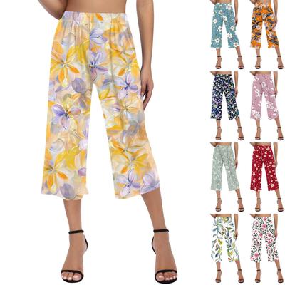 Kadın Yüksek Bel Baskılı Günlük Pantolonlar Egzersiz Pantolonları 3/4 Pantolon