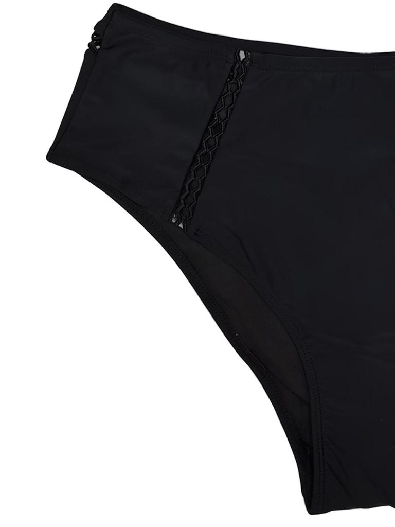 Damen Sexy High Waist Rüschen Badeanzug - Große Größen, Europäisch Amerikanischer Stil, Bauchkontrolle, Cut-Out Design Badebekleidung