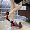 High Heels Wedding Red Purple Heels Bridal Shoes Pointed Stiletto Heel Classic Black Red High Heels Red Purple