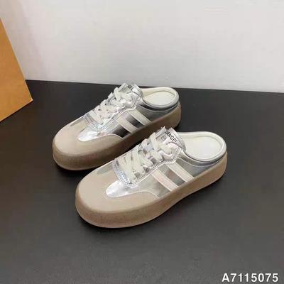 Baotou Slippers Women's 2025 New Summer Wear One Pedal White Shoes Thick Soles Without Heels German Training Half Slippers