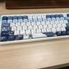 120 Keys Low Profile Vintage Blue Slim Keycaps Five Sides Dye Sublimation PBT Keycaps for MX Switches Mechanical Gaming Keyboard