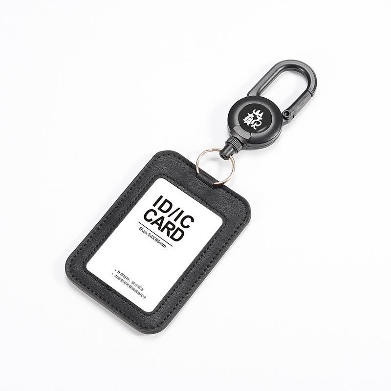 Premium Leather Retractable ID Card and Badge Holder Lanyard