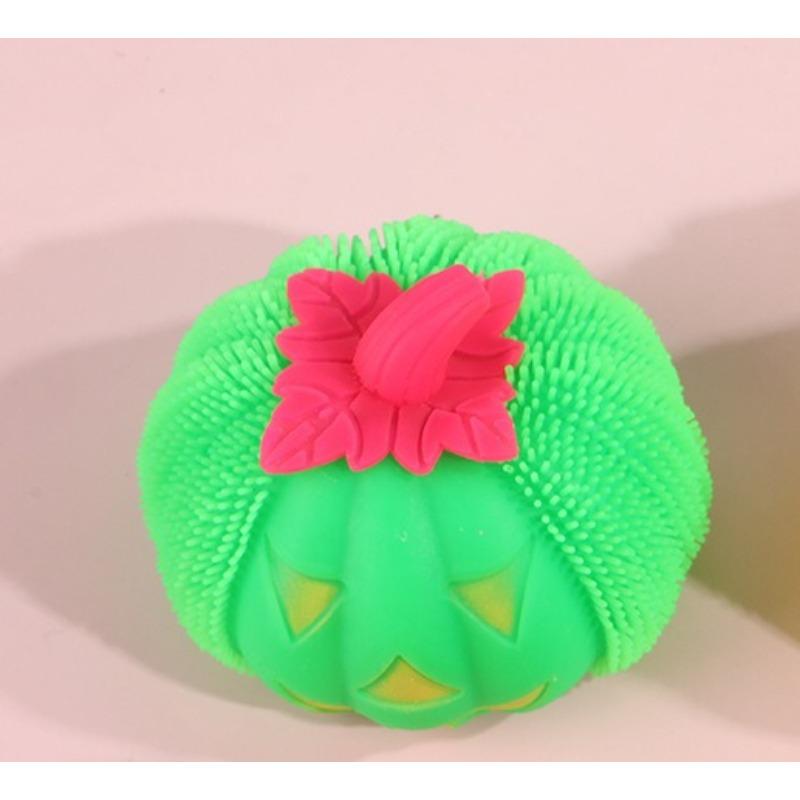 Halloween Toys - Squeezable Happy Glowing Fuzzy Pumpkin Ghost Glowing Toy Stress-relieving Squeeze Toy