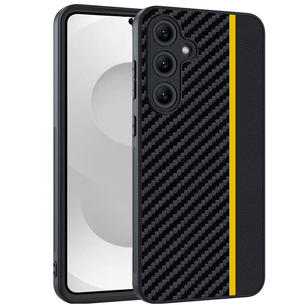 For Samsung Galaxy S26 Case Leather + PC Hard Phone Cover Carbon Fiber Texture