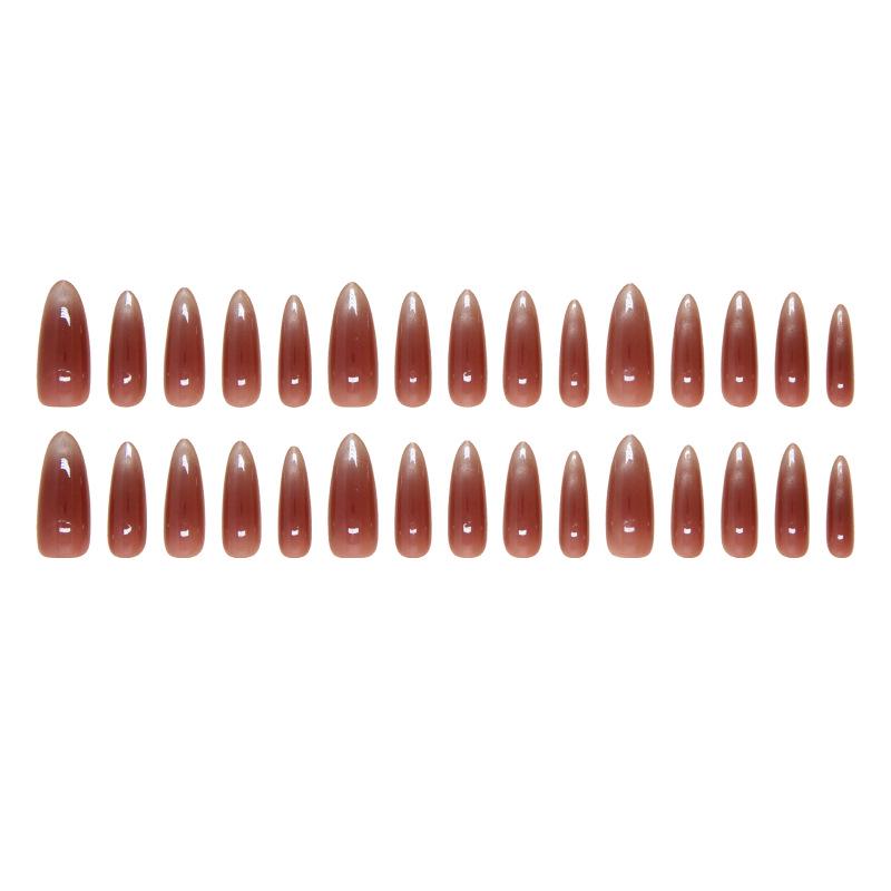 Removable Wine Red Cat Eye Long Press-On Nails - Sweet High-End Nail Art Stickers