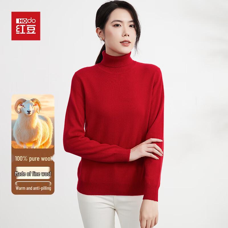 

Женский свитер с высоким воротником Hongdou из 100% чистой шерсти M