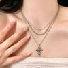 Gothic Cross Pendant Necklace with Unique Design, Y2K Subculture Style Clavicle Chain