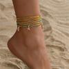 2pcs/set Cute Starfish Pendant Turquoise Anklets For Women Gold Color Sea Star Foot Chains Boho Beach Jewelry Summer Accessories