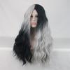 2 barvy Halloweenská cosplay paruka Dlouhá vlnitá kudrnatá paruka