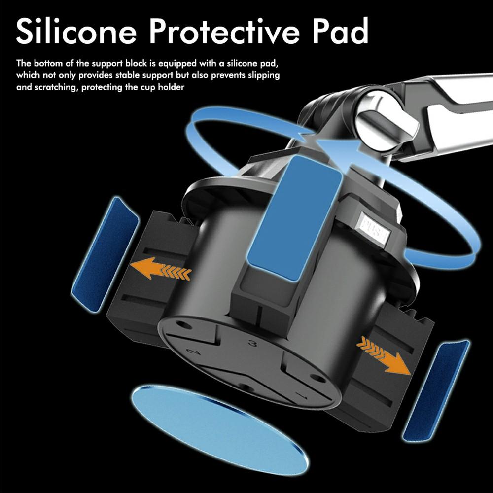 S258 Universal Car Cup Holder Phone Tablet Mount Adjustable Arm 360 Degree Rotation Stand