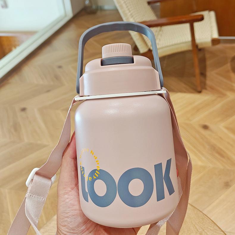 316 Stainless Steel Vacuum Insulated Cup Large Capacity Portable Straw Belly Cup for Kids Students Outdoor Travel 900ML