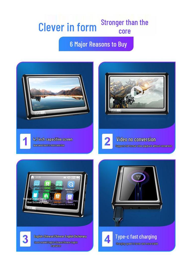 V2 4,3-Zoll HD Kapazitiver Touchscreen MP5/MP4-Player mit MP3- und E-Book-Unterstützung