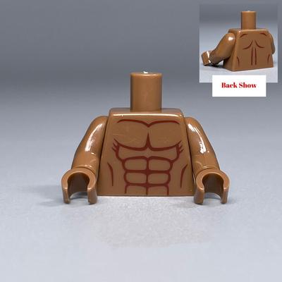 MOC Bricks Dark Skin 4cm Figure Muscle Beer Man Torso Belly Particles Assembled Constructing Blocks Children's Playthings