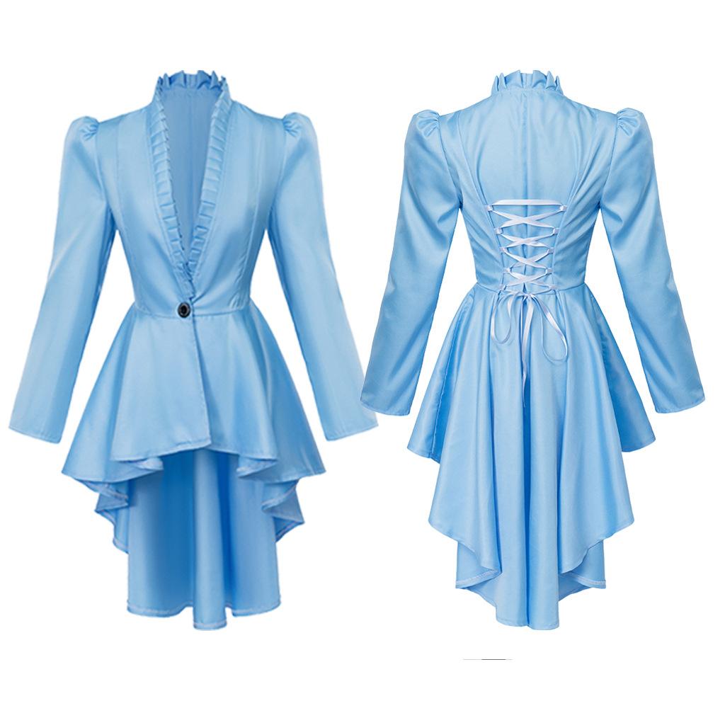 Medieval Victorian Dress Costume Women Tuxedo Tailcoat Gothic Steampunk Trench Hem Halloween Carnival Dress Up Party Outfit Coat