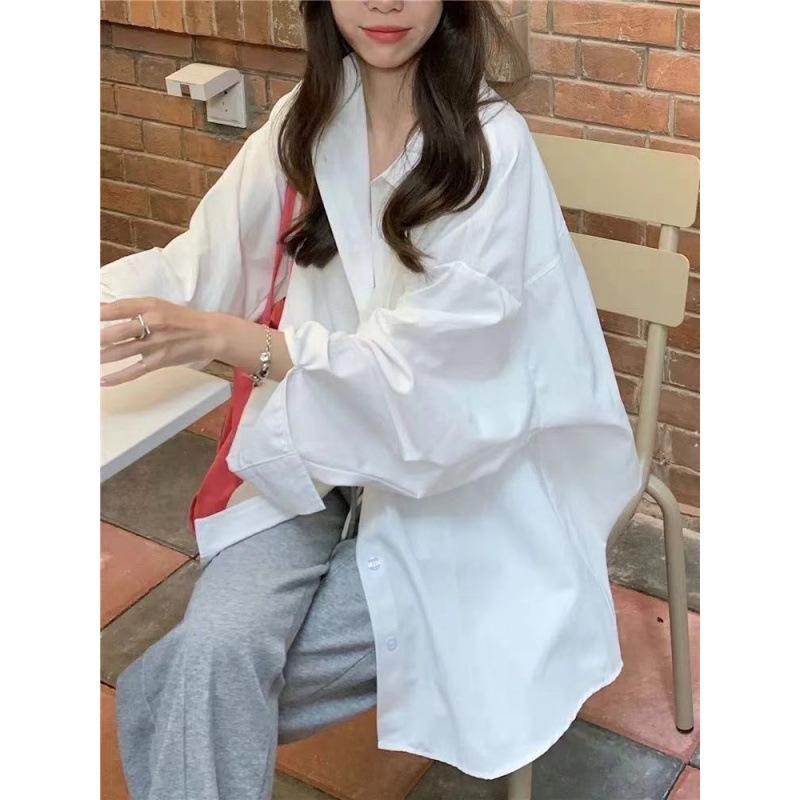 2024 Korean Long-Sleeved Boyfriend-Style Women's Shirt: Spring/Fall Sun Protection, Loose Fit, Versatile Summer Jacket
