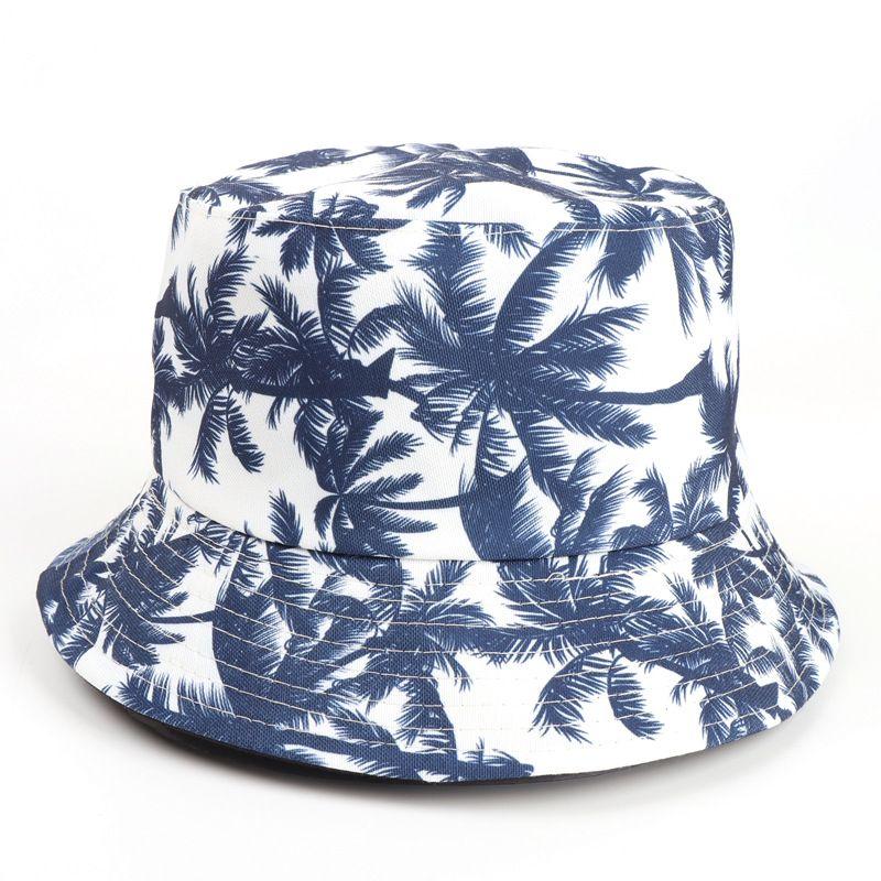 

Coconut Tree Bucket Hat Men s and Women s Fashion Leaves Print Double-Sided Wear Bucket Hat Outdoor Casual Fashion Hiking Sun Hat Navy blue M(56-58cm)