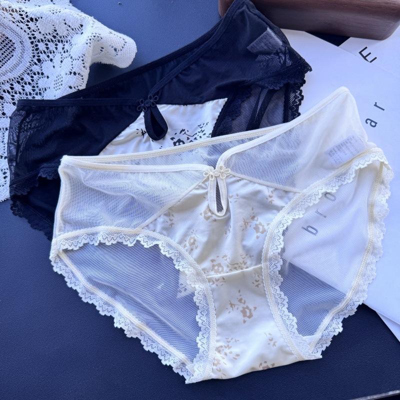 Damska Wiosenno-Letnia Bielizna w Stylu Narodowym, Seksowna Siateczka, Lodowy Jedwab, Głęboki Dekolt V, Niski Stan