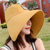 Women Summer Hat Big Brim Adjustable Anti-UV Protection Fisherman Hat Foldable Beach Sun Hats Empty Top Hat Ponytail Hat Travel