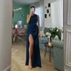 Western Style Elegant Socialite Sexy Split Dress Women Pleat Slimming Slim fit Outer Wear Banquet Evening dress Long dress