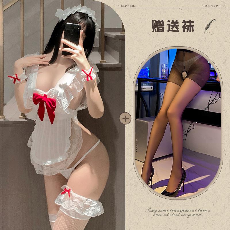 Sexy Underwear New Hollow Lace Ruffle Edge Small Chest Maid Cook Maid Apron