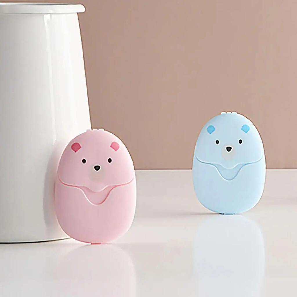 50Pcs Cute Travel Portable Soap Paper Outdoor Disposable Soap Flakes Hand Washing Mini Soap Pieces Boxed for Daily Use