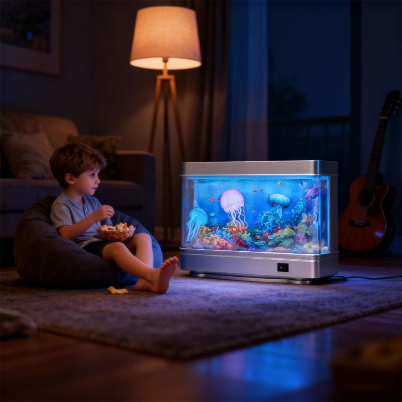 Realistic Swimming Jellyfish Desk Light With Soft LED USB Power Plastic Design Fishtanks Shape Lamp Home Decors