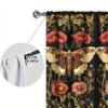 Set Of 2 Butterfly Floral Pattern Curtains American Retro Style Sunshade Privacy Protecting Pole Curtain Polyester