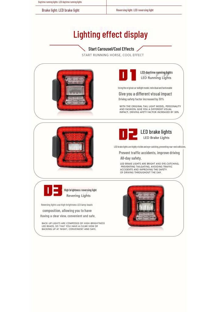 Compatible LED Taillight Assembly for 07-24 JEEP Wrangler JK/JL - Brake & Running Lights