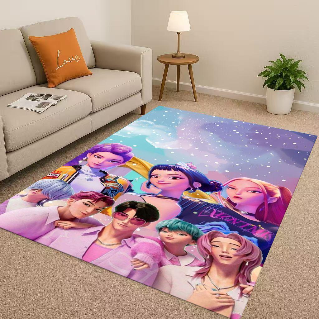 2026 New Cartoon Kpop Demon Hunters Zoey Rumi Mira Living Room Non-Slip Area Rug Carpet for Bedroom Playroom Sofa,Home Doormat