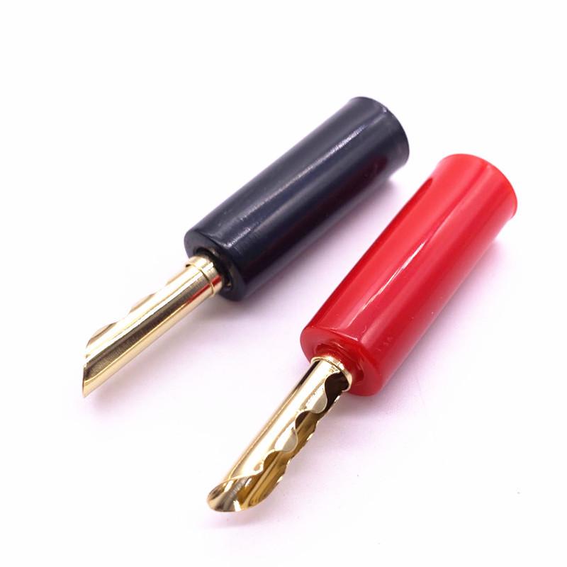 Red/Black Plastic Serrated Gold-Plated 4MM Banana Plug Audio Connector