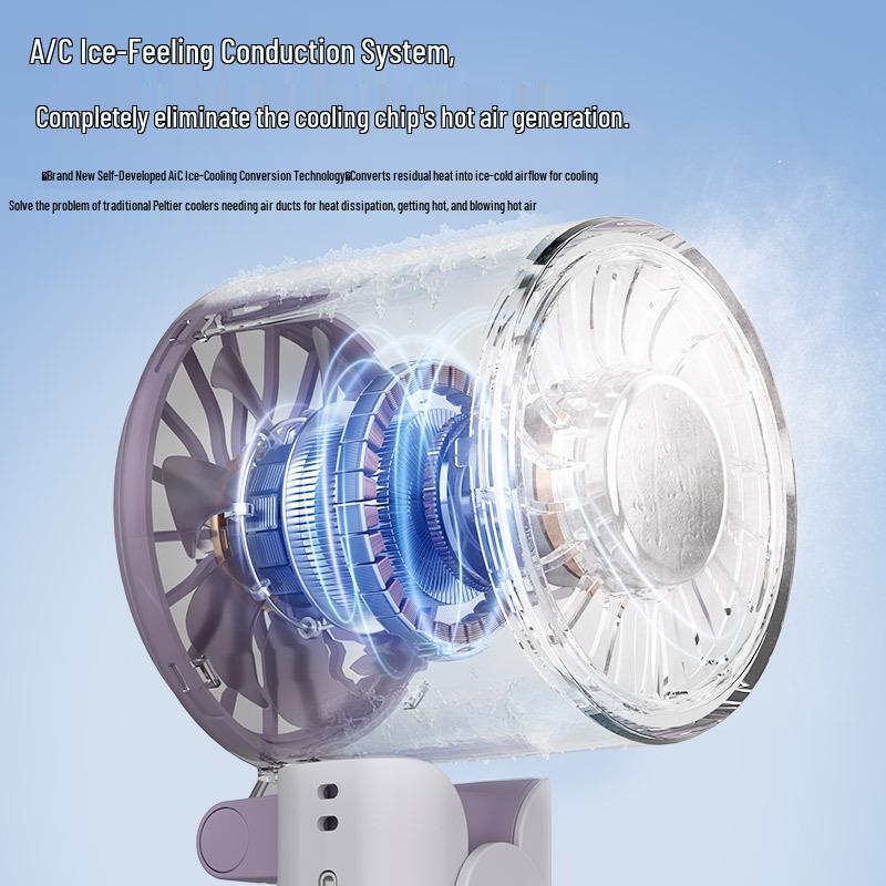 Rechargeable Portable Mini Folding Fan with Ice Pack, Umbrella Clip & Handheld Design - Ideal for Student Cooling