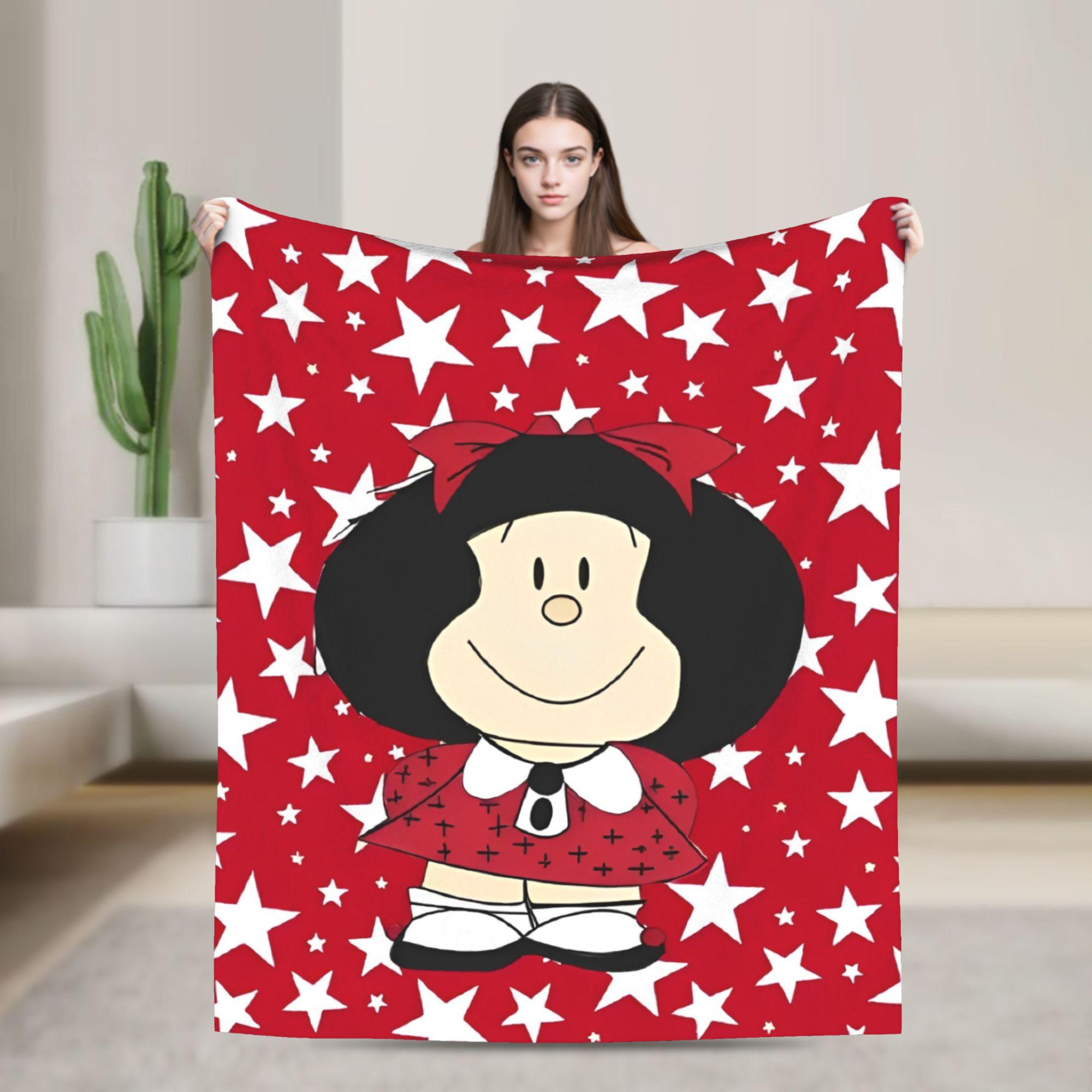 Cute Mafaldas Cartoon Blanket Cover Flannel Anime Lightweight Throw Blanket for Airplane Travel Bed Rug 75X95CM