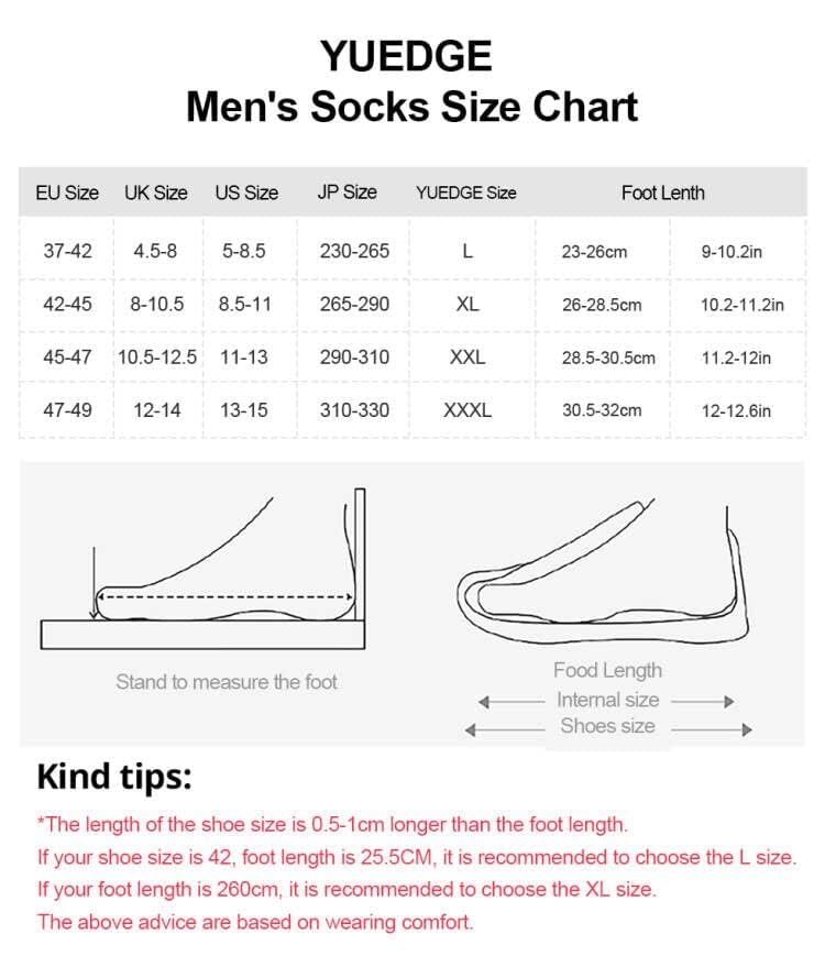 YUEDGE Thick Winter Warm Work Premium Cushioned Crew for and Sizes Set Men's Socks, Breathable, Sweat-Wicking, Odor-Resistant, Cotton, Length, Hiking,