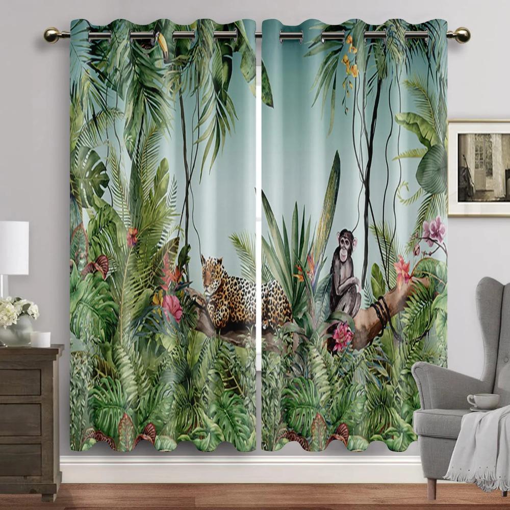 Rainforest Creatures Printed Window Panel Drapes designed for The Bedroom Nordic Style Drapes for Living Room Bedroom Kitchen Home Decor 2Panel