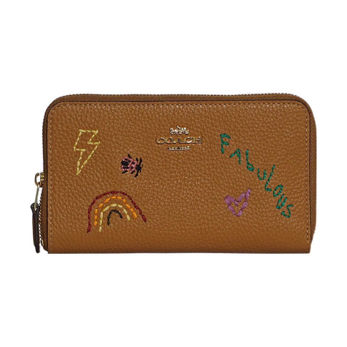 

Coach X Diary Embroidery Id Zip Wallet 17 Pebble Grain Diary Embroidery Leather Clutch Coin Purse Women wallet Brown C9105-IMQUN Basic Set (Bag+Dust Bag)