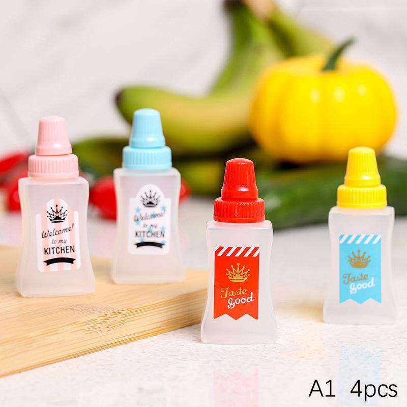 1/2/4Pcs Mini Sauce Bottle Portable Salad Ketchup Honey Jars Bento Squeeze Bottle Seasoning Organizer Lunch Box Accessories