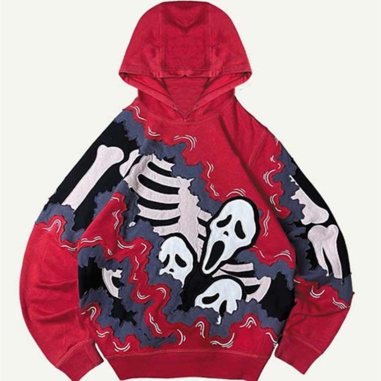 Europe, America 2025 American Graffiti Printing Men's and Women's Loose Casual Zipper Hooded Sweater Trendy Brand