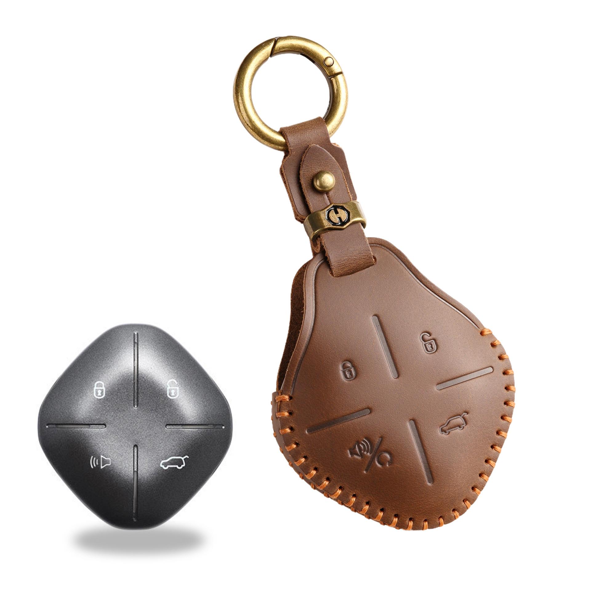 

Retro Key Cover Is Suitable For Jietu Chery Tu Dasheng Idm Car Handmade Leather Keychain. коричневый