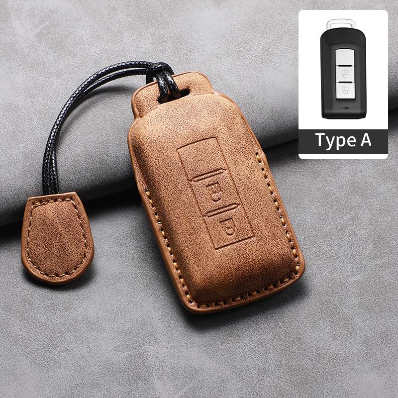 Leather Car Key Case Protector Cover For Mitsubishi Xpander Outlander L200 Asx Pajero Eclipse Cross Montero Soft Lancer Mirage