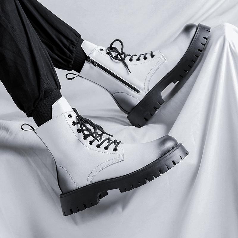 Thick-soled Martin boots winter new British style warm high-top leather shoes locomotive velvet boots leather boots