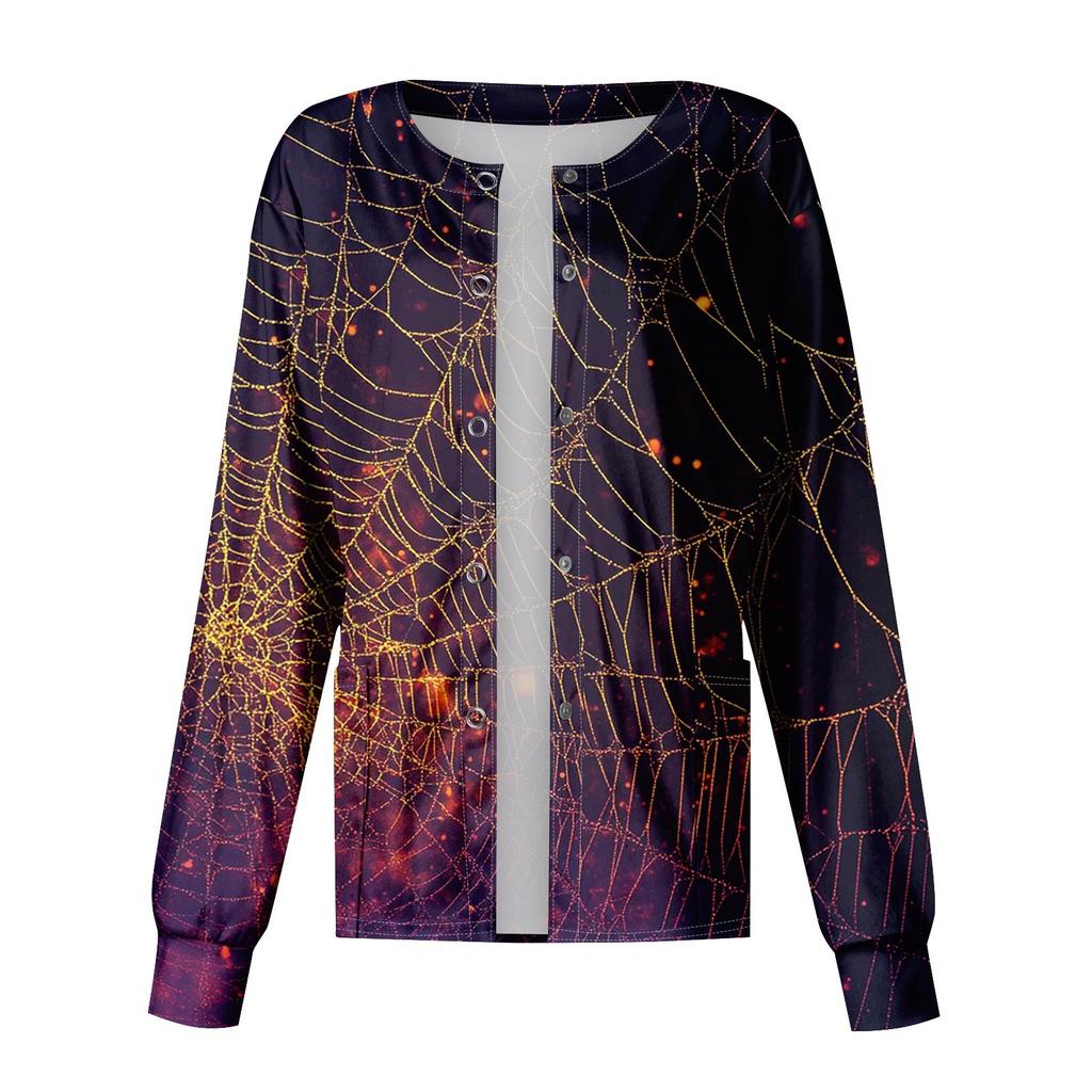 Dámské ležérní oblečení s dlouhým rukávem, jednořadové halloweenské oblečení s potiskem Cardigan Top oblečení Uniformy