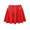 Women Mini Skirt High Waist Mirror Glossy Surface Short Skirt Faux Leather Solid Color Performance Skater Skirt
