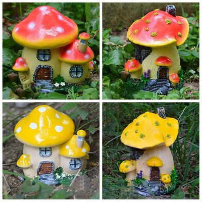 Miniatur Pilzhaus Fliegenpilz Figuren Statue Skulptur Feengarten Deko Mikro Landschaft Bonsai Rasen Ornament Handwerk Geschenk