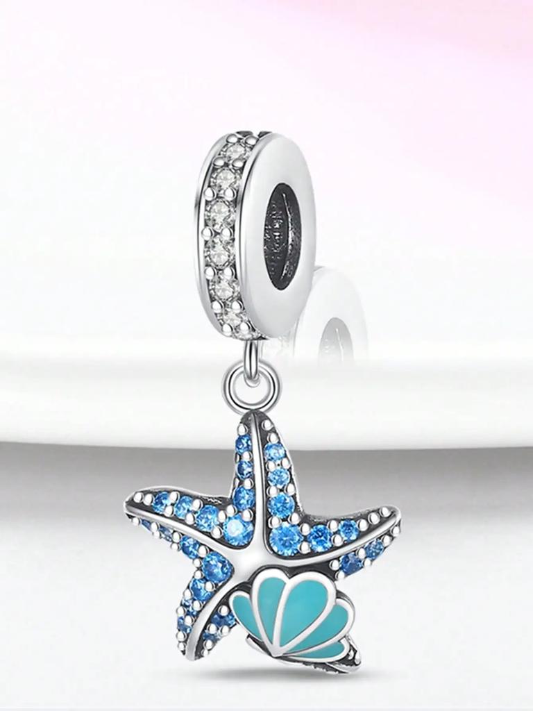 Charms Plata Copper Colors Blue Starfish Octopus Beads Charm Pendant For Original Bracelet For Women Diy Jewelry Love Gift