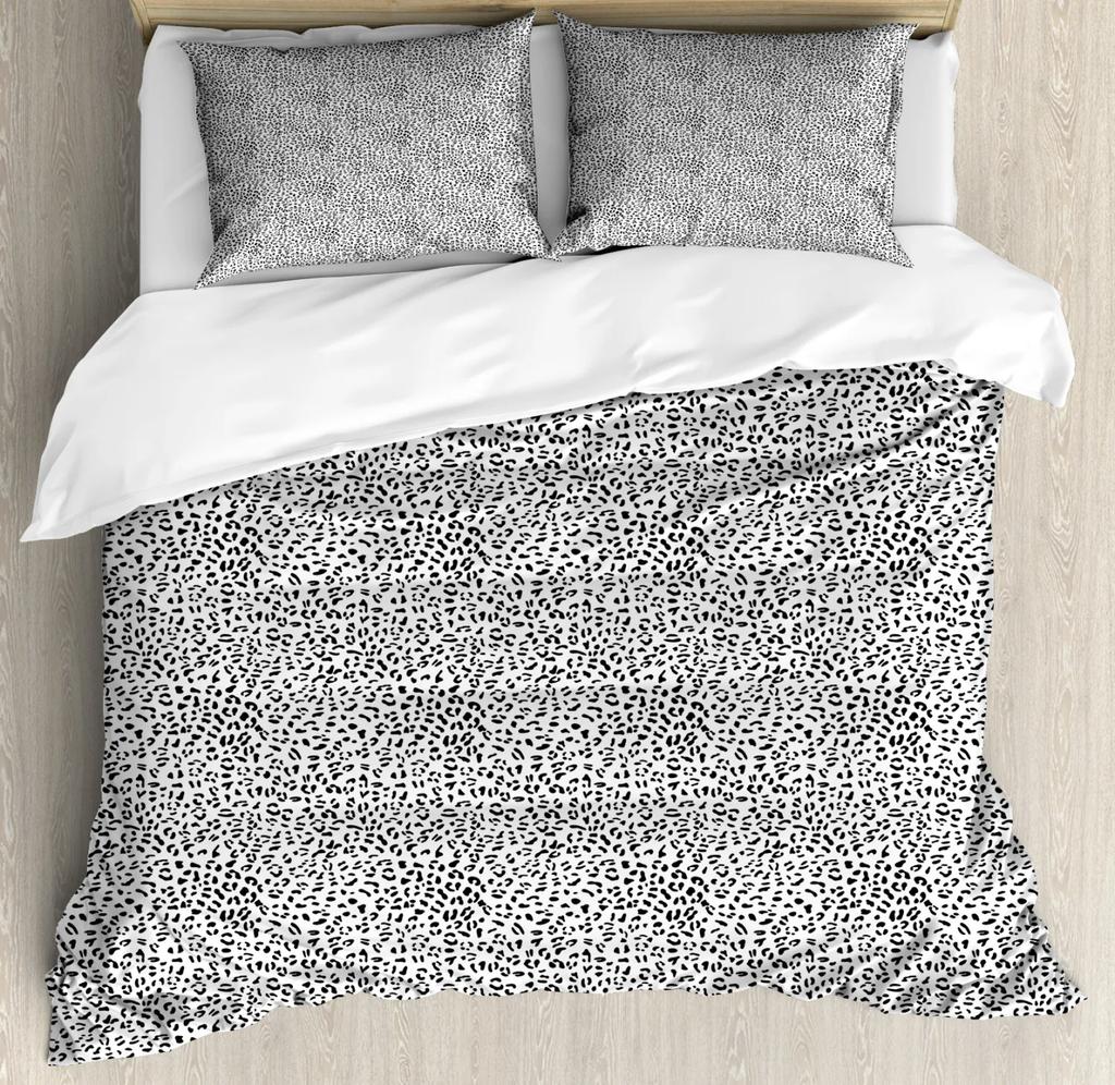 Leopard Duvet Cover Set King/Queen Size,African Predator Animal Skin Spotted Pattern Quilt Cover Brown Polyester Bedding Set