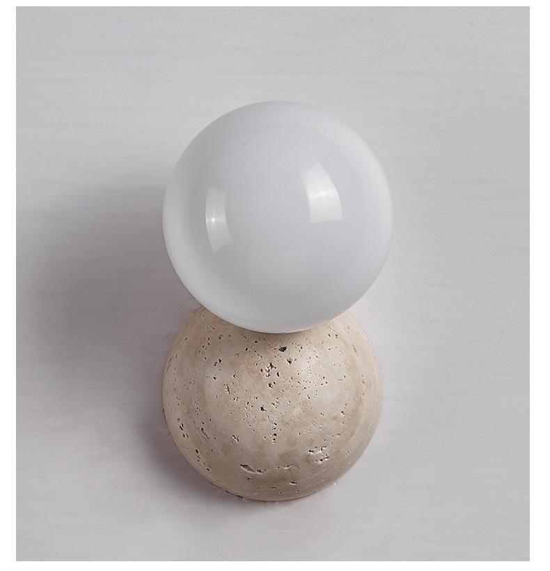 Cream Stone Wall Lamp - Mid-Century Japanese Design for Bedroom & Living Room