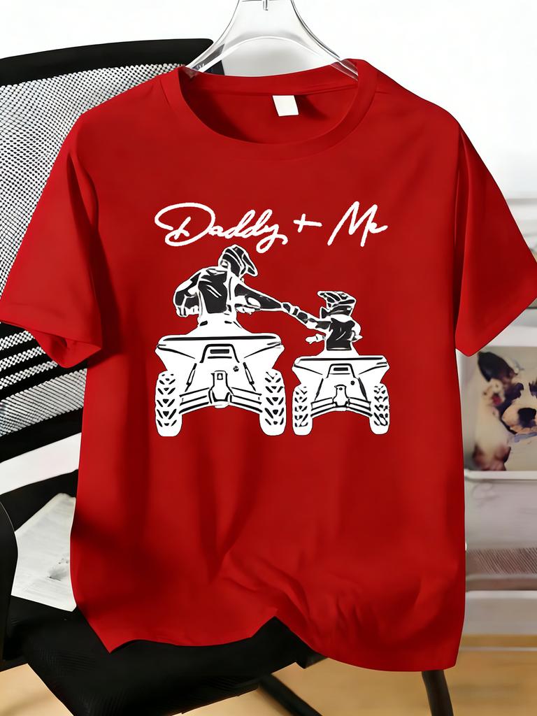 Unisexs Tee Daddy Son Off Road Atv Car Silhouette Print Cotton Short Sleeve Male Casual Streetwear Outdoor Daily Basic Fashion Top
