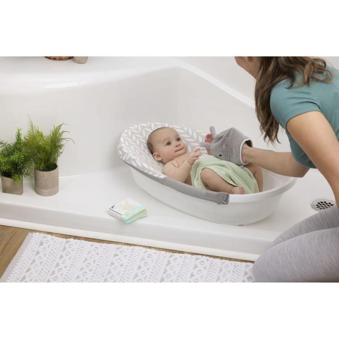 INGENUITY - Baignoire bébé Sylvi - Hamac évolutif de nourrisson jusqu'à 6 mois, gant de toilette et livre bain bébé inclus 24M+