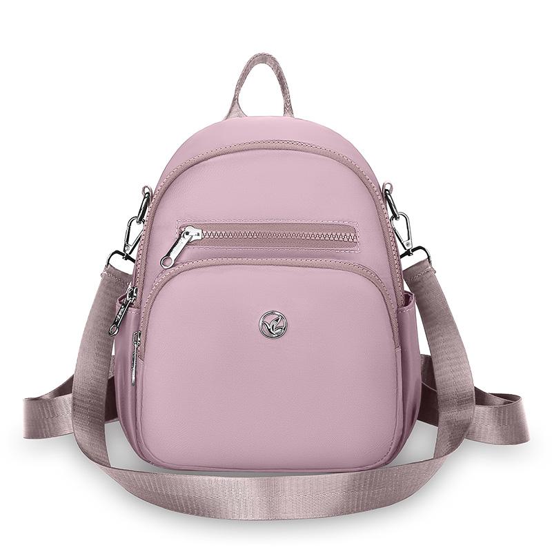 Women's Solid Color Backpack Lightweight Student Schoolbag Multifunctional Crossbody Shoulder Handbag