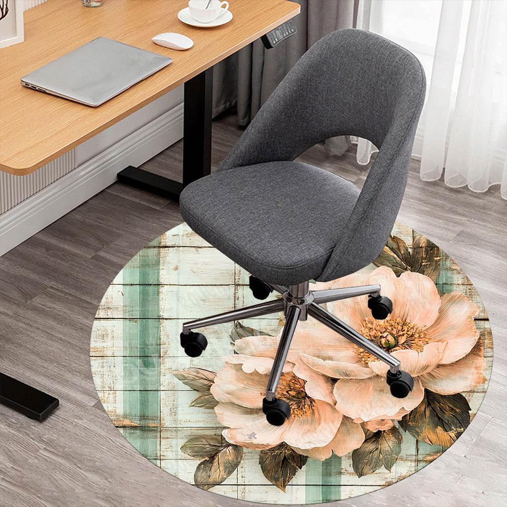 

1PC Floral Pattern Flower Office Round Area Rug, Under Office Chairs Bedroom Living Room Home Decor, Carpet for Office -1110093 80cm by 80cm